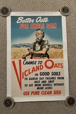 Original WWII Poster Better Oats For Uncle Sam Change To Vicland Oats 19x29”