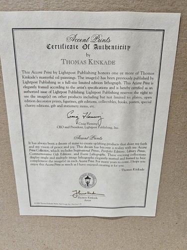 Vintage Thomas Kincaid Open Gate, Sussex Collector's Society COA 15 X 13 X 1 - Picture 5 of 7