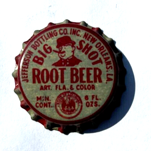 BIG SHOT ROOT BEER SODA BOTTLE CAP; NEW ORLEANS, LA TAX SEAL; UNUSED