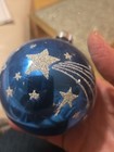 VTG Shiny Brite? Mercury Glass Blue Christmas Ornament Moon Stars Saturn Scene  — photo 5