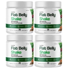 Lanta Flat Belly Shake Weight Loss,Fat Burn Appetite Control Supplement - 4 Tubs