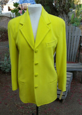 Retro DONNA KARAN Coat Lemon Yellow Size 4 New Old Stock with Tags