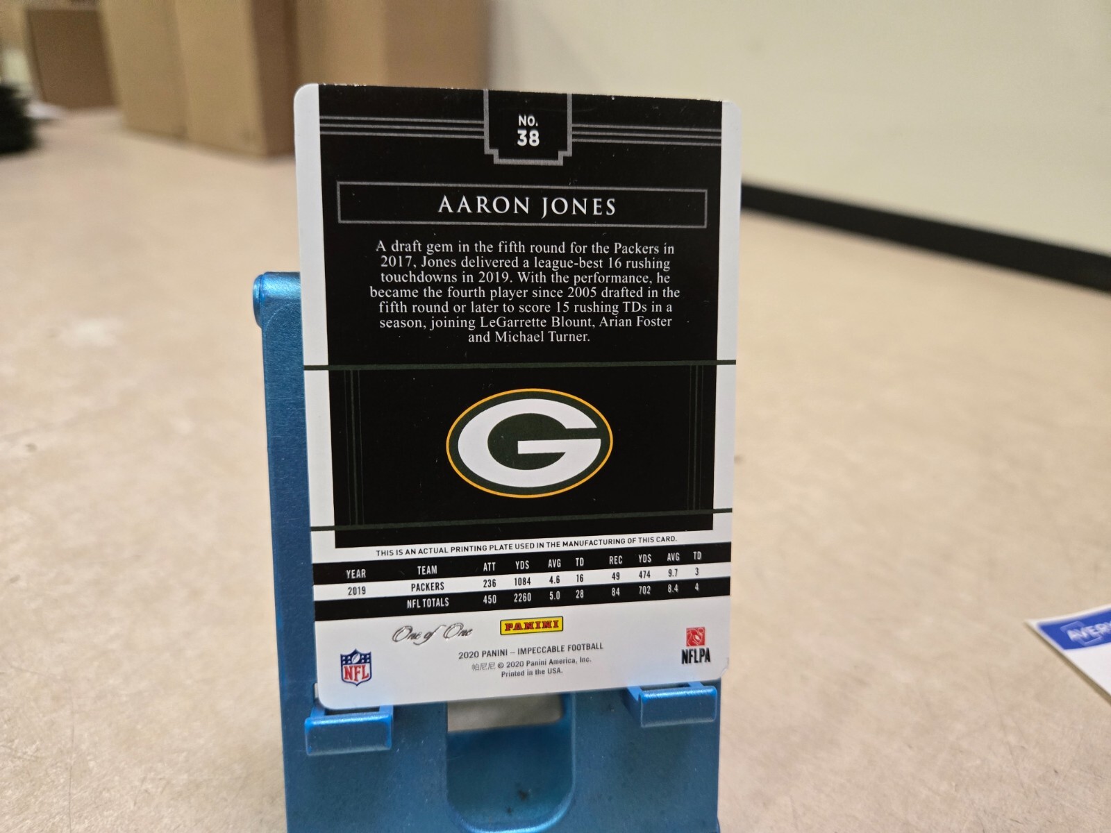 2020 Panini Impeccable Printing Plate Magenta 38 Aaron Jones /1 for