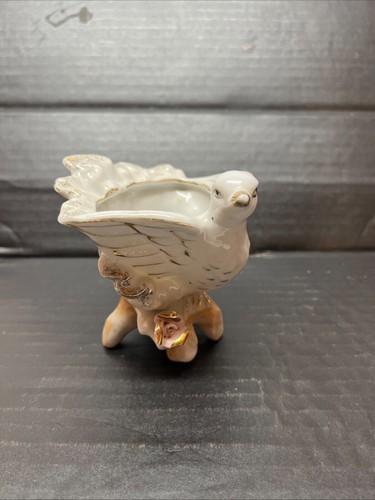 Vintage Hand Painted Porcelain Decorative Dove Planter Trinket vase floral bird - Picture 8 of 9