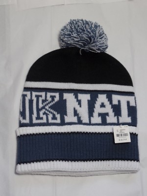Victoria\'s Secret Pink Nation Beanie 2 Hats Blue Black Pom‎ NWOT Black White Victorias Secret PINK Nation Beanie Pom Pom | Mercari main image 4