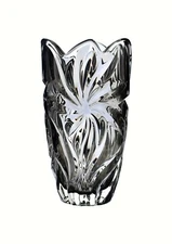 Flower Vase 11 " Crystal Glass Gray Bud Vase Home Decor Czech Bohemia