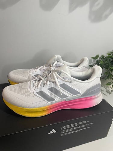 Adidas Ultrarun 5 Running Shoes White/Pink/Yellow US 11.5 Mens Lightweight - Picture 16 of 20