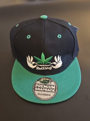 STONER 420 Rolling ADJUSTABLE PREMIUM SNAPBACK HAT CAP  Black Green *NWT*
