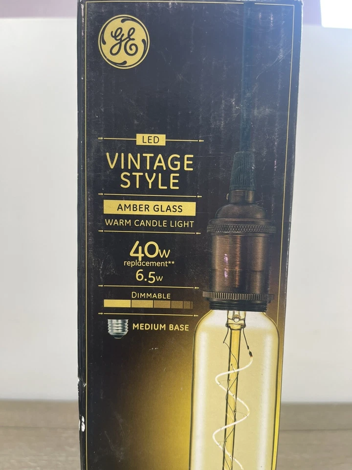 GE Vintage Style LED T20 Light Bulb Warm Candle Light Amber Glass Medium Base - Image 2 of 4