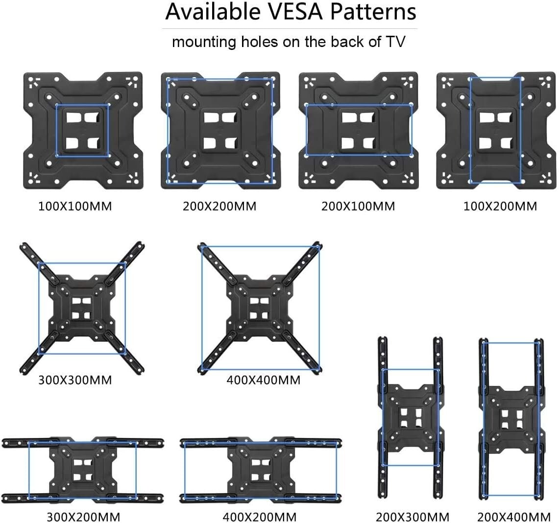 TV Wall Mount Swivel & Tilt Full Motion for Most 23-55" TV, max VESA 400x400mm