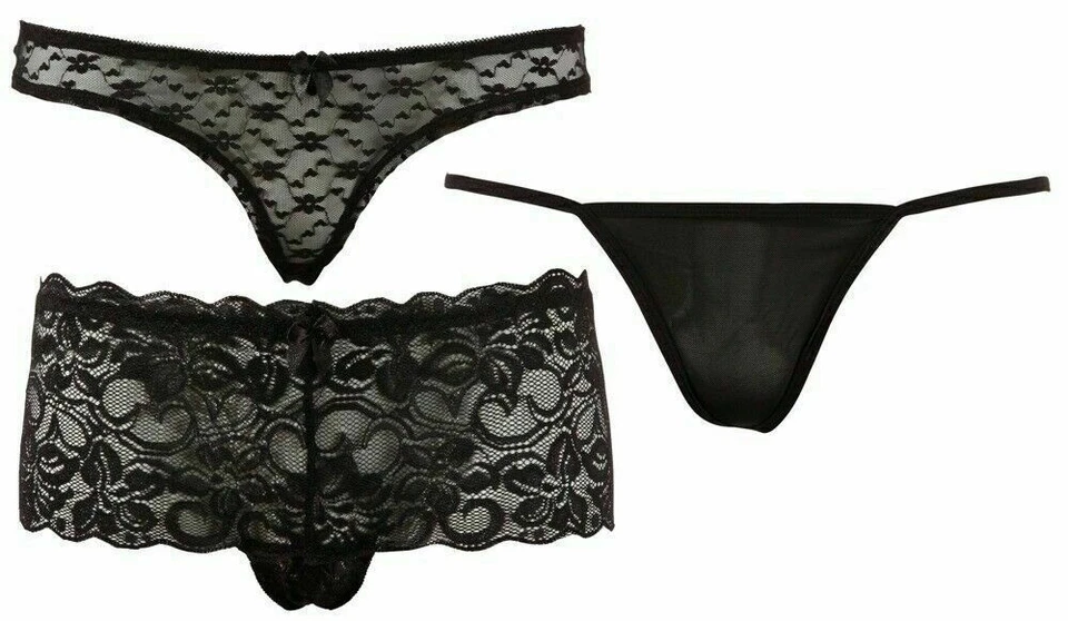 Damen Slip + Panty + String im 3er-Set - Schwarz - Bild 2 von 4