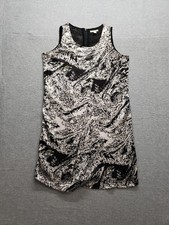 Bossini Ladies Mini Dresses XS Black White Abstract Back Zip Sleeveless Outdoor