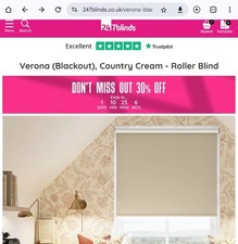 Verona Blackout Roller Blinds in Country Cream 66cm Wide (+fittings) 120cm Long