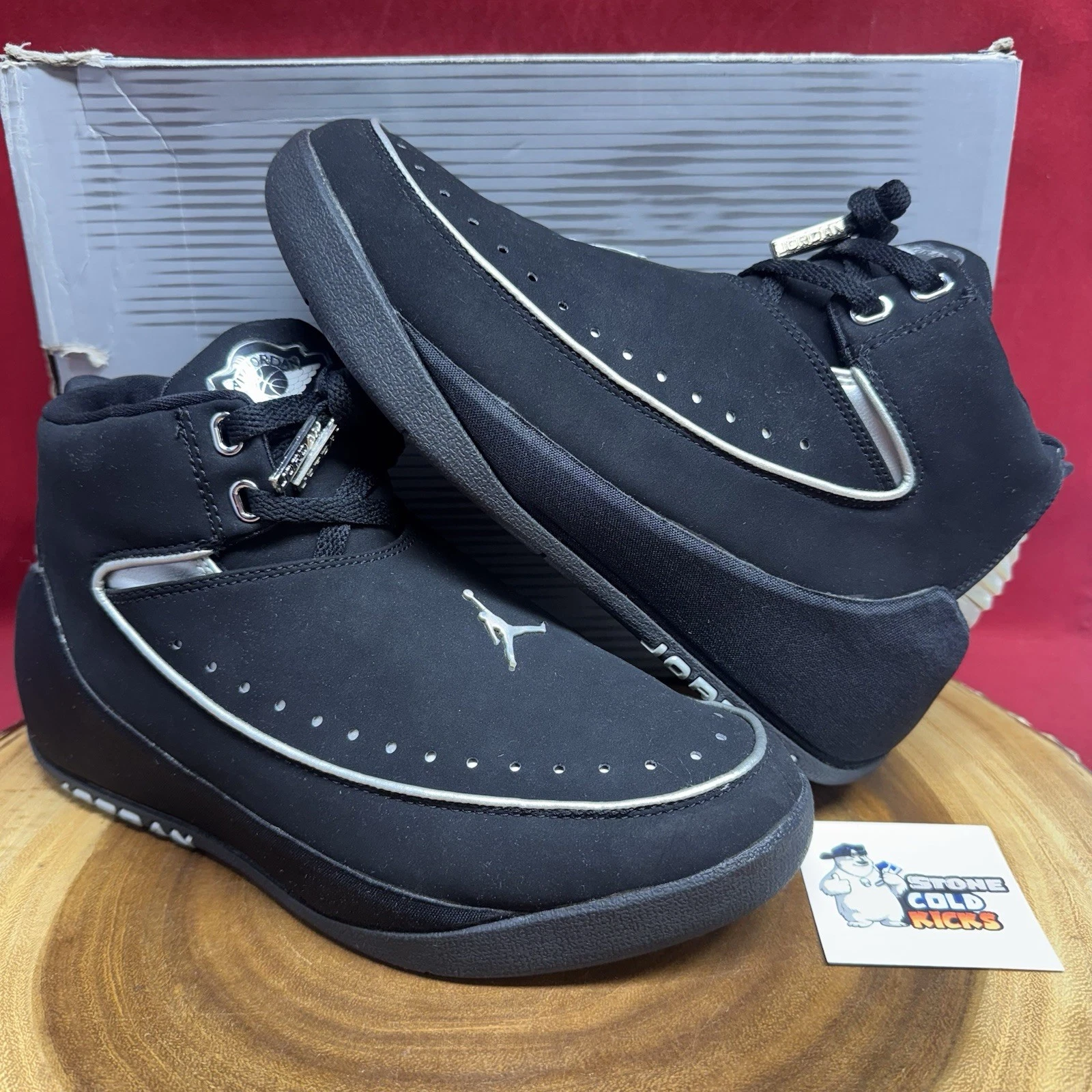 Nike Air Jordan 2 Nu' Retro Black Chrome 2003 taglia 7 5 306152 001 I II III IV V