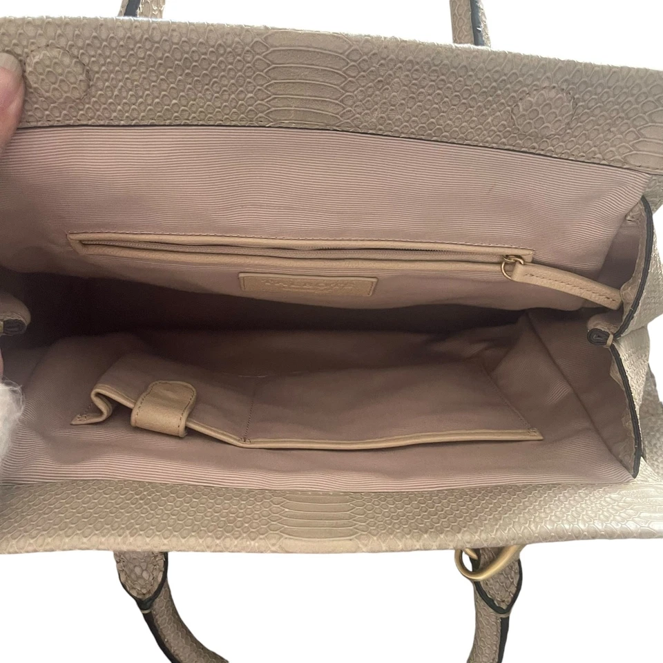 Talbots Leather Snakeskin Large Embossed Handle Satchel Purse Shoulder Bag - Image 4 of 4