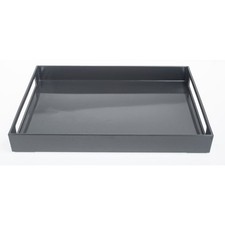 Hubert  Grey Melamine Tray With Handles - 17 1/2"L x 14 1/2"W x 2"H