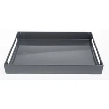 Hubert® Grey Melamine Tray With Handles - 17 1/2"L x 14 1/2"W x 2"H