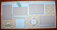 snow scrapbook pages , 2 each 12 x 12 handmade assembled premade winter pages