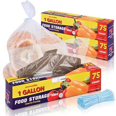 #ad 1 Gallon Food Storage Bags with Twist Ties 225 Count Bulk Freezer Storage Bag... $26.71