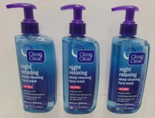 3--Clean & Clear Night Relaxing Oil-Free Deep Cleaning 8 Fl Oz, BLUE