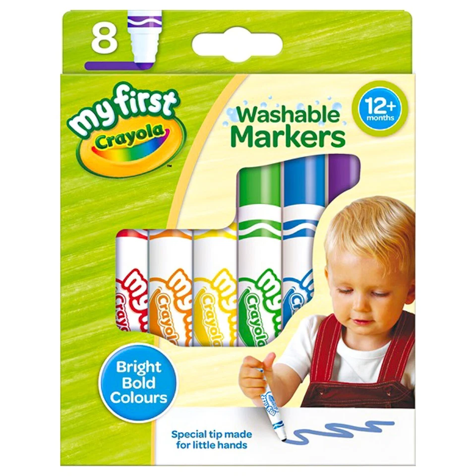 Crayola My First Crayola Washable Markers Bright & Bold Colours Pack of 8 New 