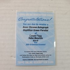 2025-26 Topps Chrome Cooper Flagg Autograph Green Reptilian REDEEMED! Redemption