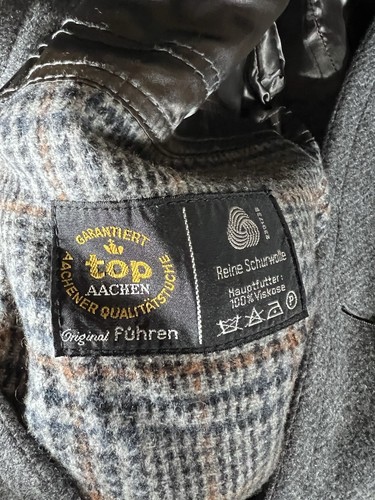 Lord International Wool Trench Coat Jacket Grey Fuhren West Germany Eu Size 52 - Afbeelding 8 van 10