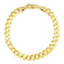 14K Yellow Gold Solid Mens/Women 7mm Cuban Curb Chain Link Bracelet 7.5"