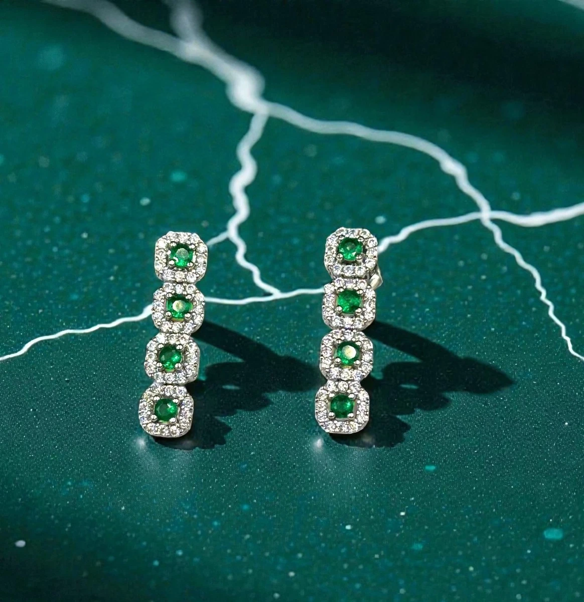 Orecchini Quadrati Halo Placcati Argento Con Cristalli Zirconia - 10 Mm - Philip Jones - 2
