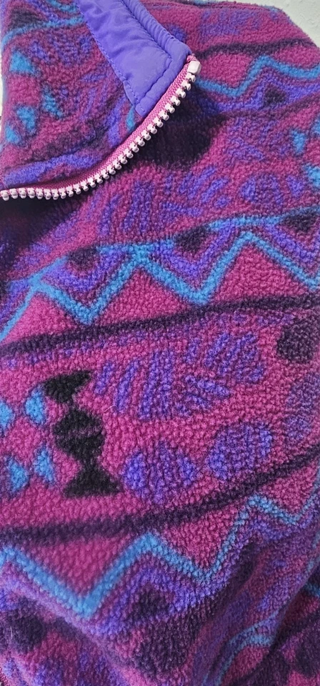 Vtg Columbia Fleece Jacket Full Zip Aztec Southwest Print Sz XL Purple Blue 90's - Image 4 of 4