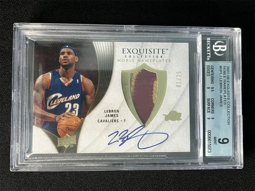 1/25 â1/1 ! 2007-08 Exquisite Lebron James Noble Nameplates Patch Auto BGS 9/10