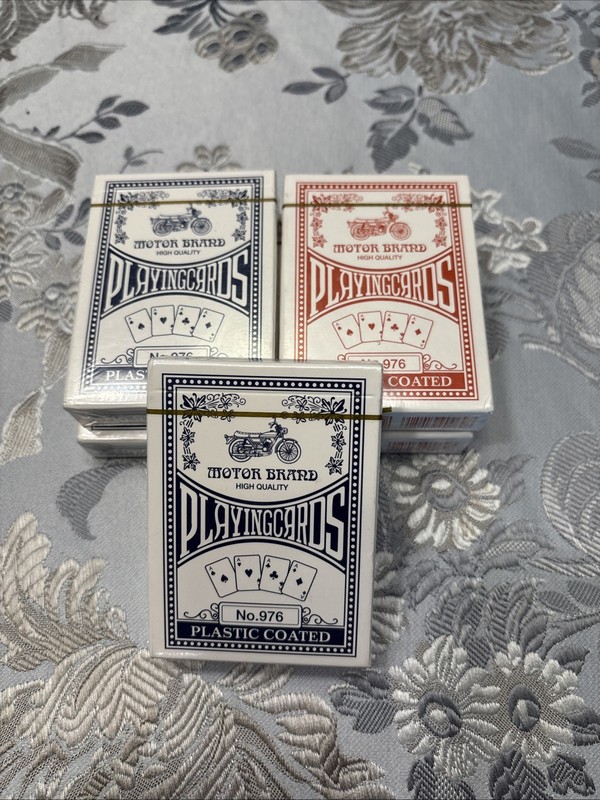Motor Brand Playing Cards Lot of 5 High Quality Plastic Coated Blue & Red