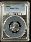 1943-D  1C  Lincoln Wheat One Cent  PCGS MS66  57508132