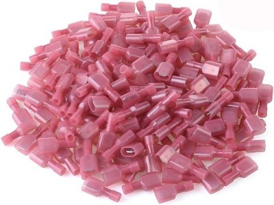 100 Pcs Red Nylon Male Spade Connectors 22 16 AWG Quick Disconnect Wire