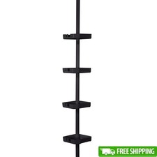 4 Tier Corner Shower Caddy Tension Organizer Self Draining Shelves Easy Install