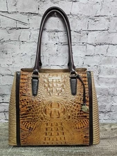 Brahmin Women’s Joan Tote Emboss Leather Brown Tan 12”x14”