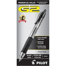 Pilot G2 Extra Fine Point Black Gel Ink Pens 0.5mm Dozen Box 12 Count