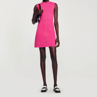 Sandro Kleid Rosa Gr. 42 FR / XL Damen Strickkleid KnöPfe Mini SFPRO02745