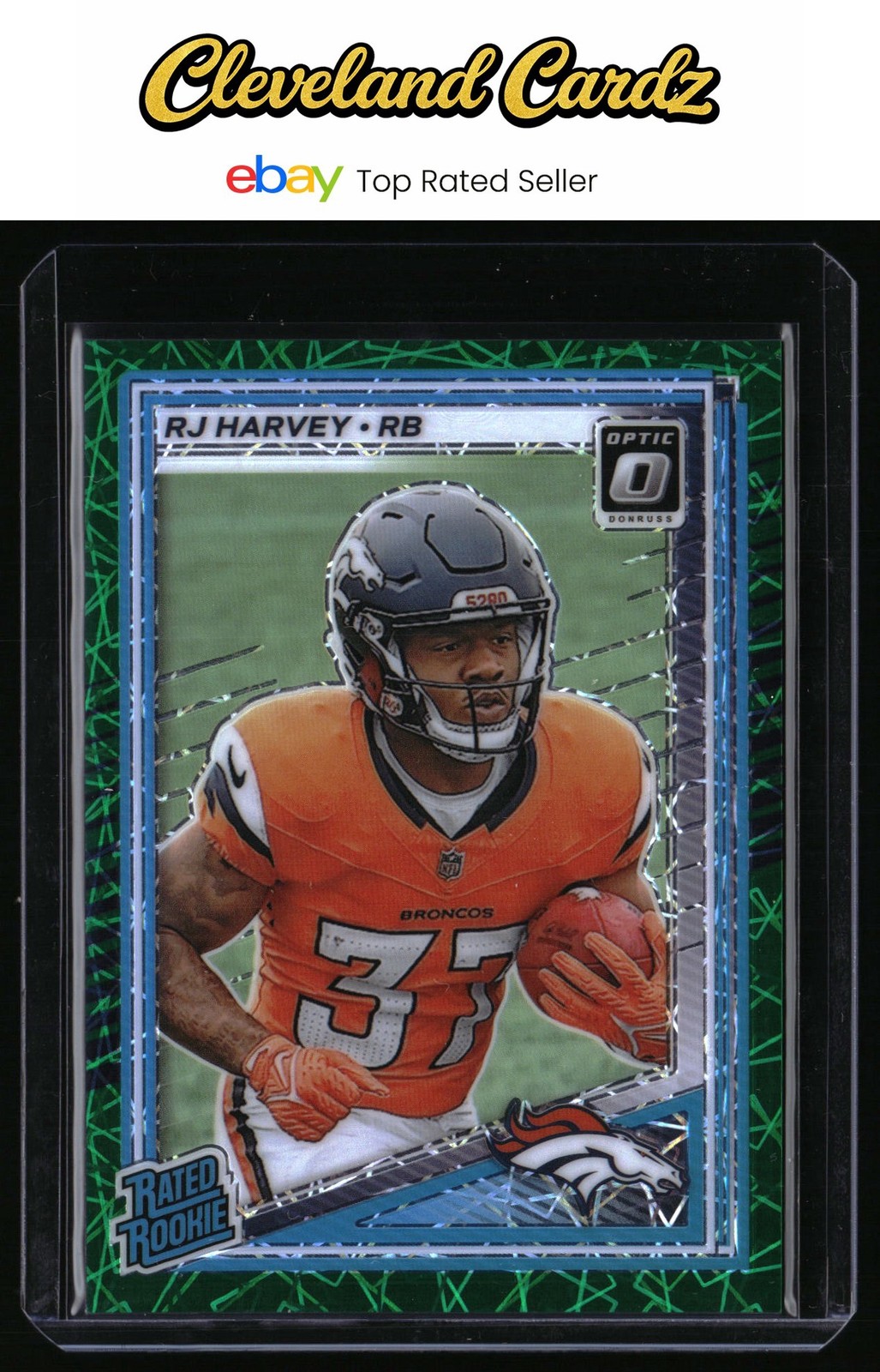 2025 Donruss Optic #208 RJ Harvey Green Velocity Rated Rookie