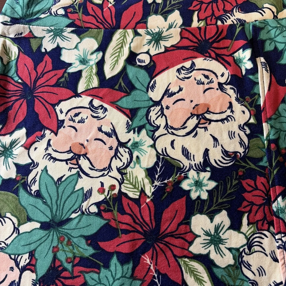 Nuevas Leggings LuLaRoe Papá Noel y Flor de Pascua Retazos Talla TC2 (20-26) NUEVAS SIN ETIQUETAS Foto 3 de 4
