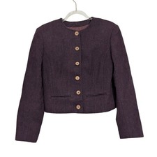 Vintage Pendleton Wool Cardigan Womens Size 6 Purple Lined Button Front Jacket