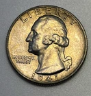 1941-D Washington Silver Quarter AU UNC Toned Denver Mint 90%