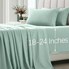 4pcs Extra Deep Pocket Queen Sheets, 70 Rayon Derived from Bamboo, Aqua Blue...