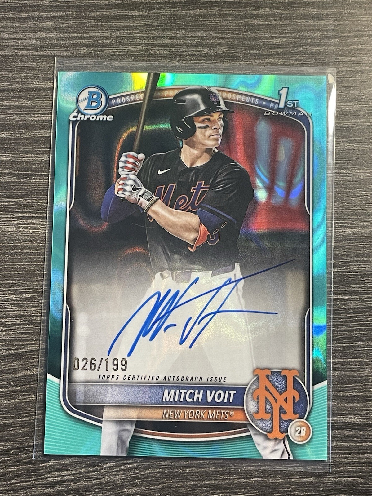2025 Bowman Draft Chrome Mitch Voit 1st Aqua Lava Refractor Auto /199 #CPA-MV