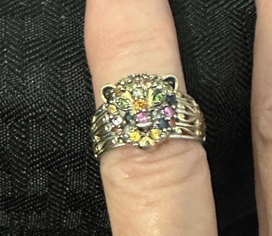 MICHAEL VALITUTTI NH STERLING multi SAPPHIES & CHROME DIOPSIDE PANTHER RING 9.25 - Image 3 of 4