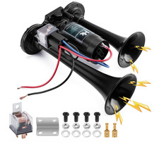 HK 12V 150db Air Horn for Truck, Super Loud Dual Trumpet Air Horn Kit with Co...