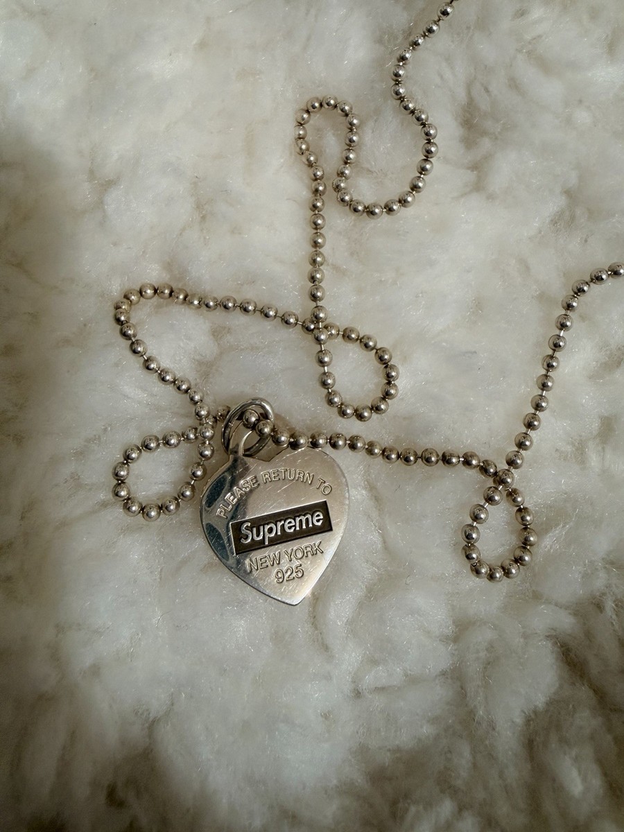 Supreme x Tiffany & Co. Sterling Silver Heart Pendant Ball Chain