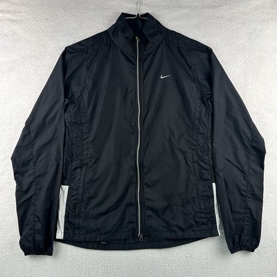 Nike Dri-Fit Windbreaker Track Jacket Mens Medium Black Full Zip 520328-010 READ