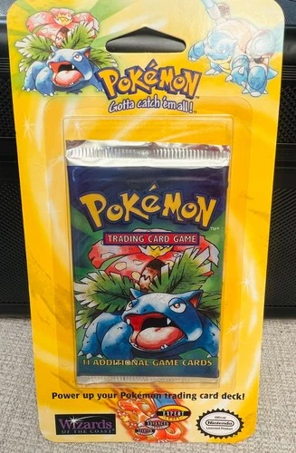 RARE! NEW 1999 Pokemon WOTC Sealed Base Set Booster Blister Pack Venusaur