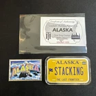ALASKA Plate 1oz .999 Art Bar w/COA & Postal Service Silver Stamp 1.75 ozt. Ag